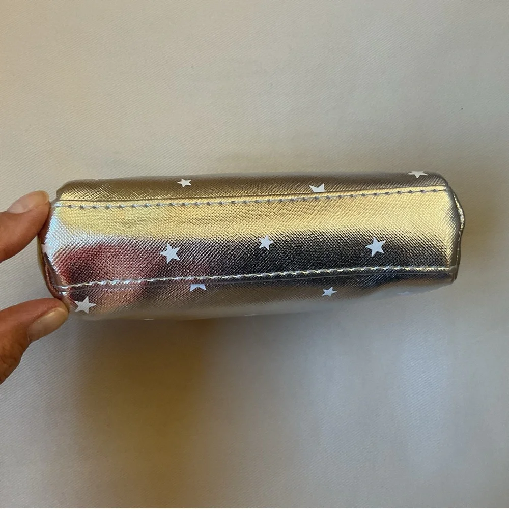First Aid Beauty Metallic Silver & Stars Cosmetic Pouch